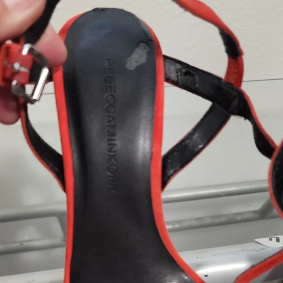 Rebecca Minkoff Red Suede Strappy Heels Sandals Ankle Strap - Picture 2 of 5